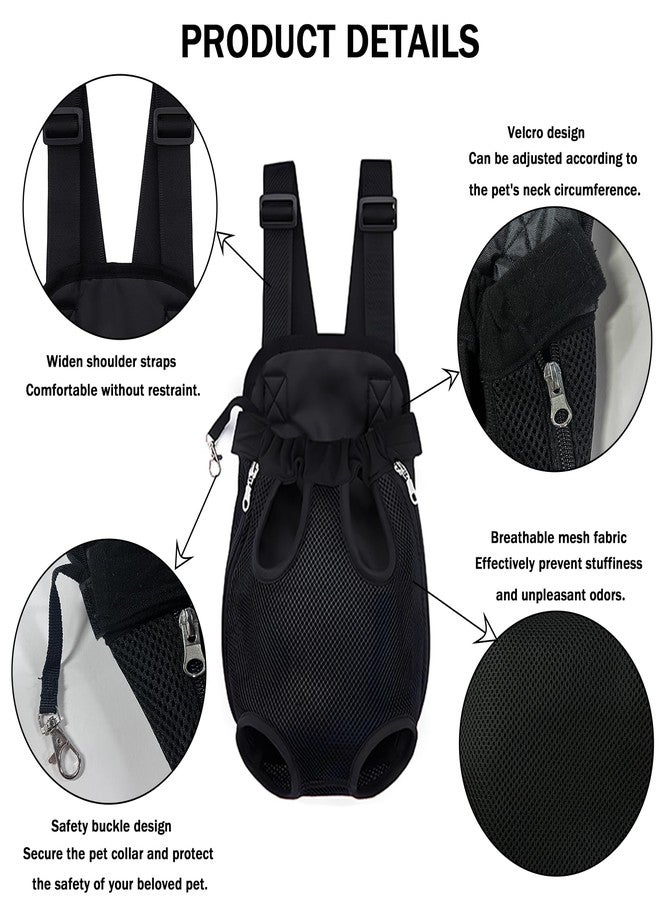 Yehenarn Pet Carrier Backpack, Adjustable Pet Front Carriers for Small Medium Dogs Cats 5-18 Lbs, Legs Out, Dog Cat Carrier Backpack for Hiking,Camping,Traveling,Cycling (Black, Medium（Fit:5-10lb）) - Image 3
